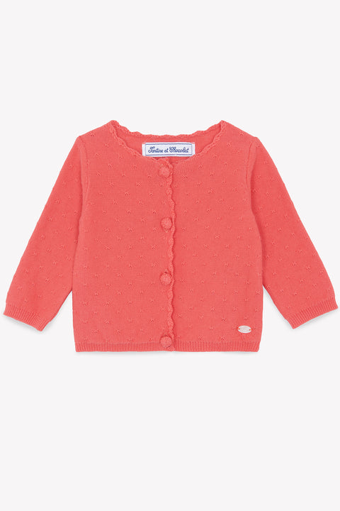 Cardigan - Corail maille ajourée - Image principale
