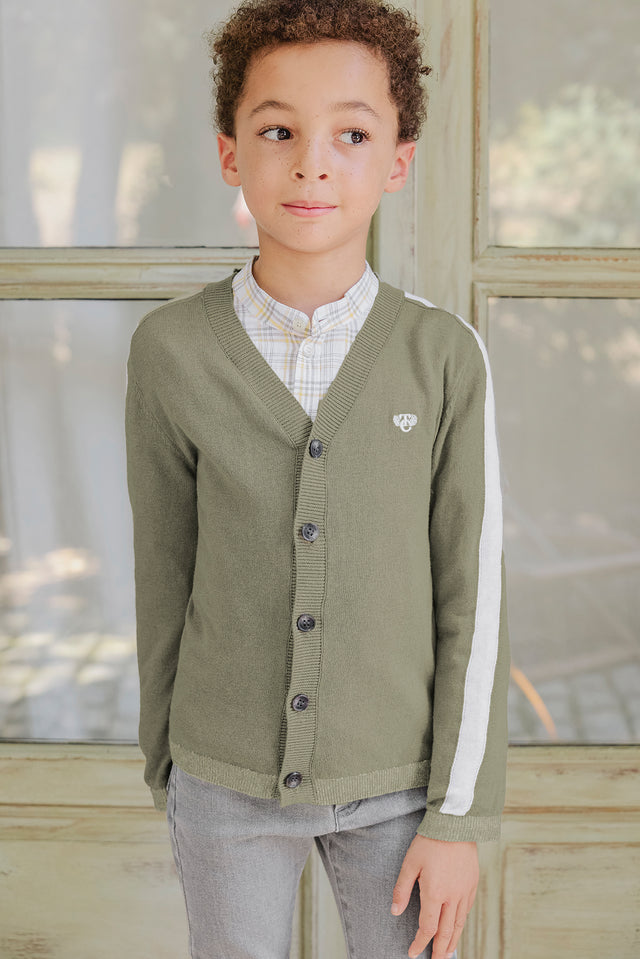 Cardigan - Green fern Linen - Image principale