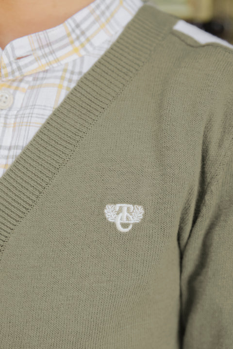 Cardigan - Green fern Linen - Image principale