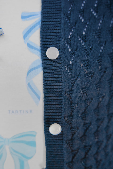 Strickjacke - Marineblau Strickwaren durchbrochen - Image principale