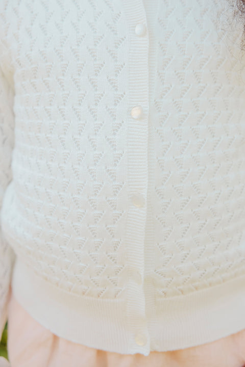 Strickjacke – ecru Strickwaren durchbrochen - Image principale