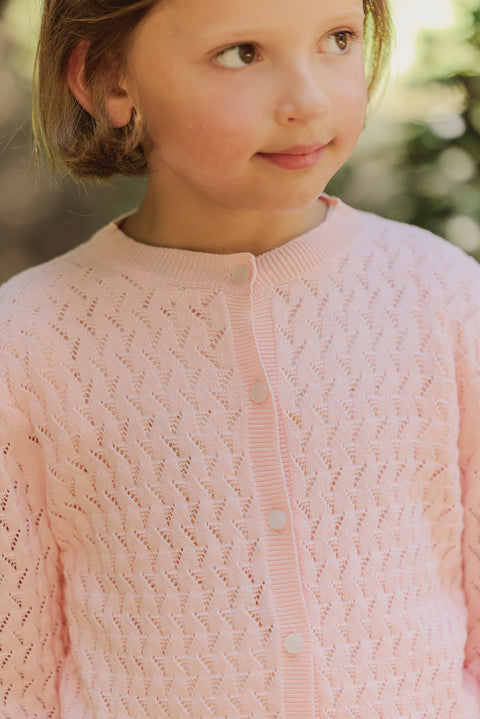 Strickjacke - Rosa uralt Strickwaren durchbrochen - Image principale