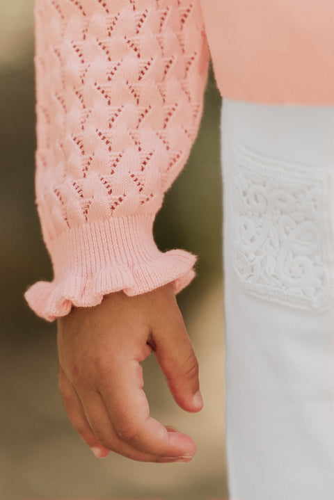 Strickjacke - Rosa uralt Strickwaren durchbrochen - Image principale