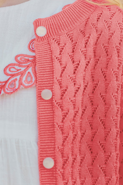Strickjacke – Koralle Strickwaren durchbrochen - Image principale