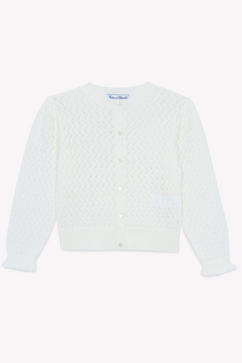Strickjacke – ecru Strickwaren durchbrochen - Image principale