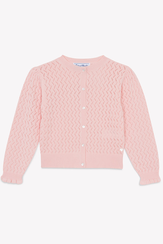 Strickjacke - Rosa uralt Strickwaren durchbrochen - Image principale