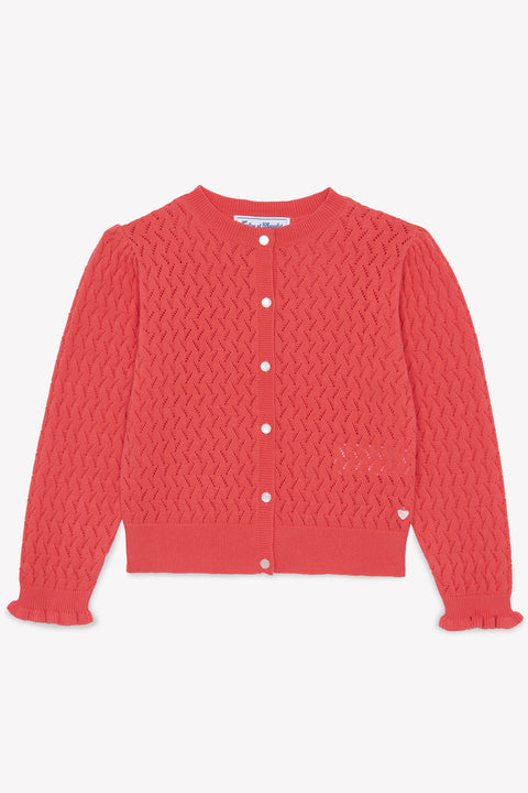 Strickjacke – Koralle Strickwaren durchbrochen - Image principale