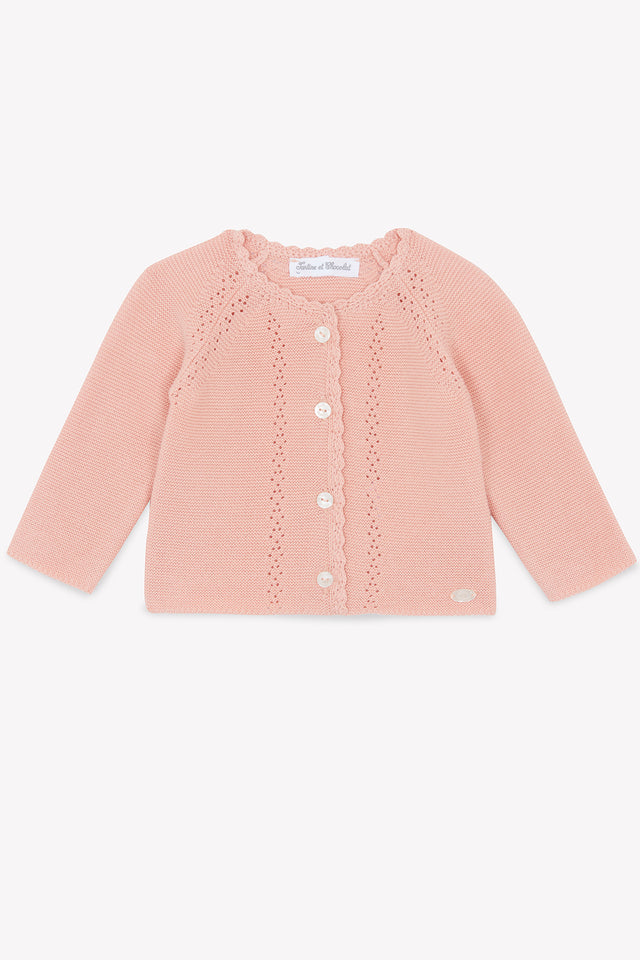 Strickjacke - Lachs Strickwaren durchbrochen - Image principale
