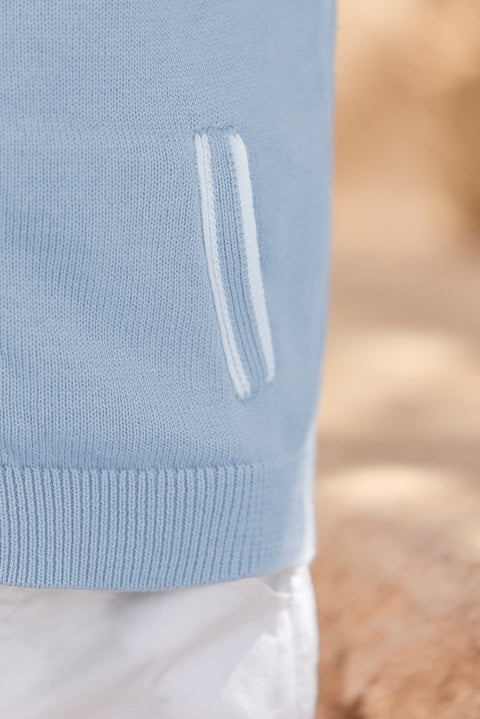 Weste - Blau gewaschen Strickwaren - Image principale