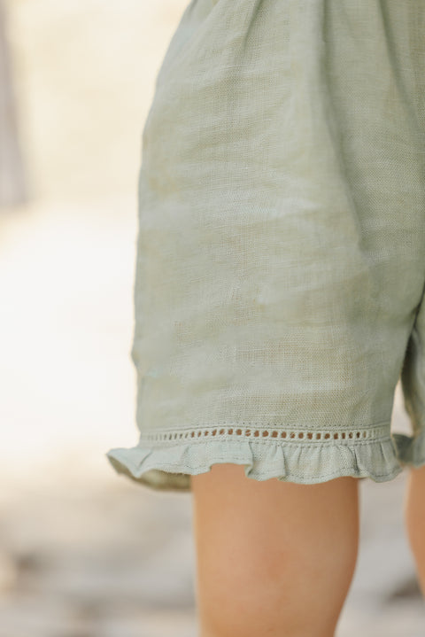 Salopette - Vert sauge lin broderie - Image principale