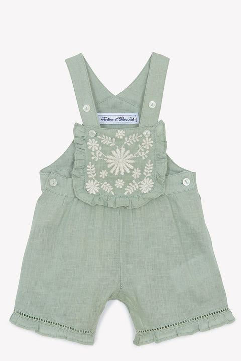 Salopette - Vert sauge lin broderie - Image principale