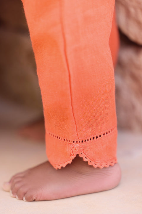 Pantalon - Coquelicot lin détails ajourés - Image principale