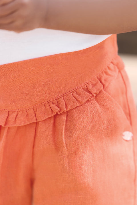 Pantalon - Coquelicot lin détails ajourés - Image principale