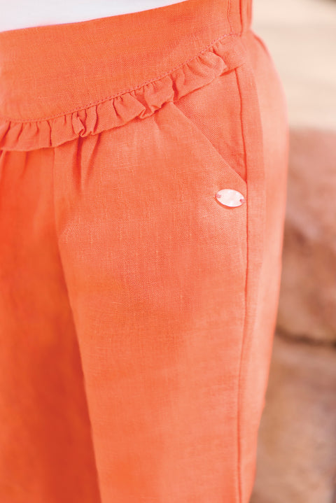 Pantalon - Coquelicot lin détails ajourés - Image principale