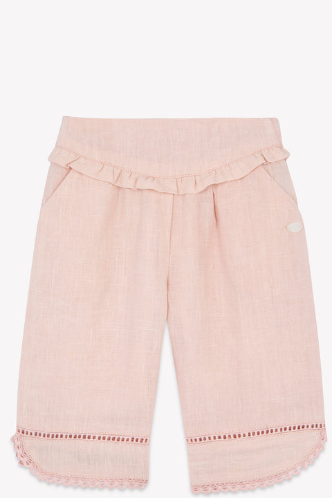 Pantaloni - Dettagli traforati in lino peonia - Image principale