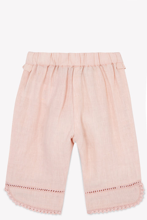 Pantaloni - Dettagli traforati in lino peonia - Image principale