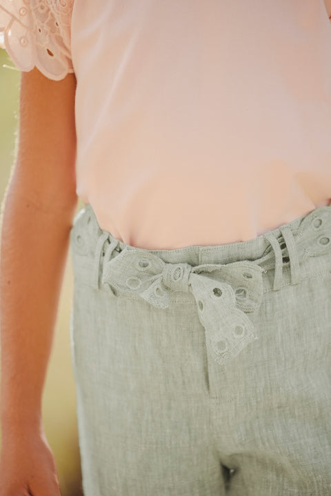 Pantaloni - Ricamo inglese kaki - Image principale