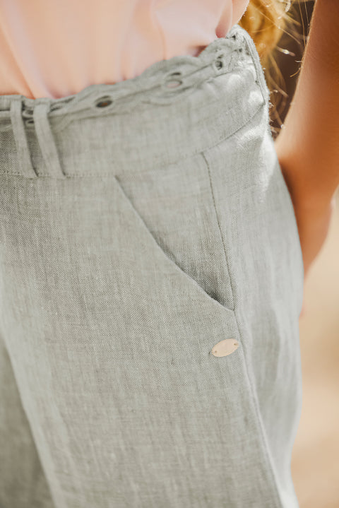 Pantaloni - Ricamo inglese kaki - Image principale