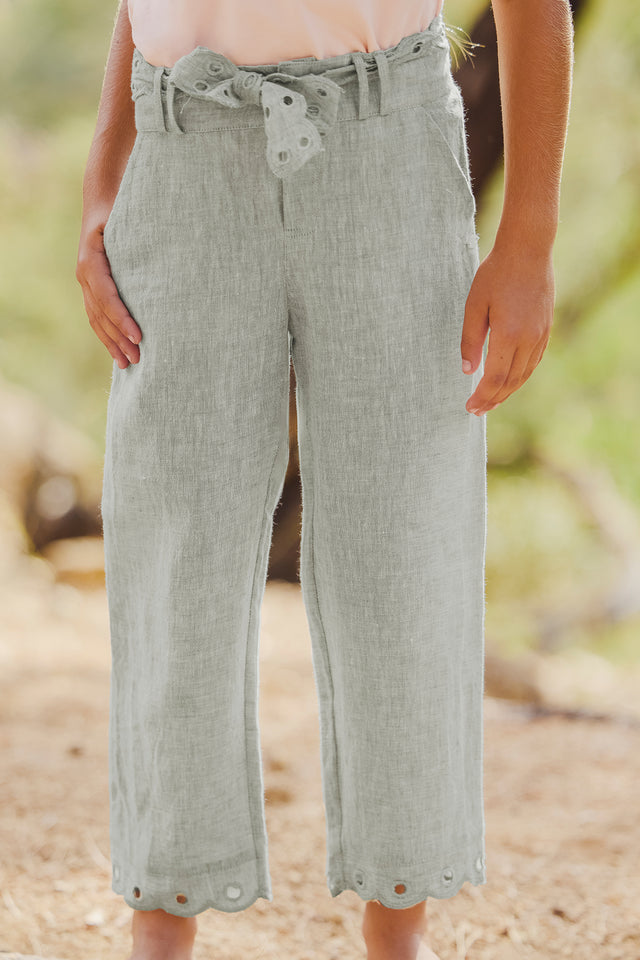 Pantaloni - Ricamo inglese kaki - Image principale