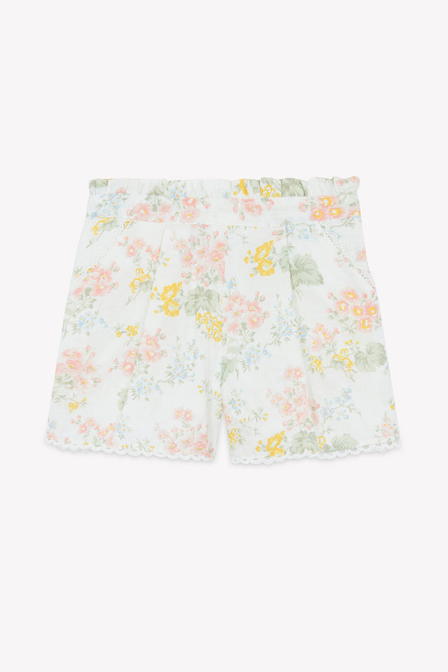 Short - écru imprimé fleuri détails galons croquet - Image principale