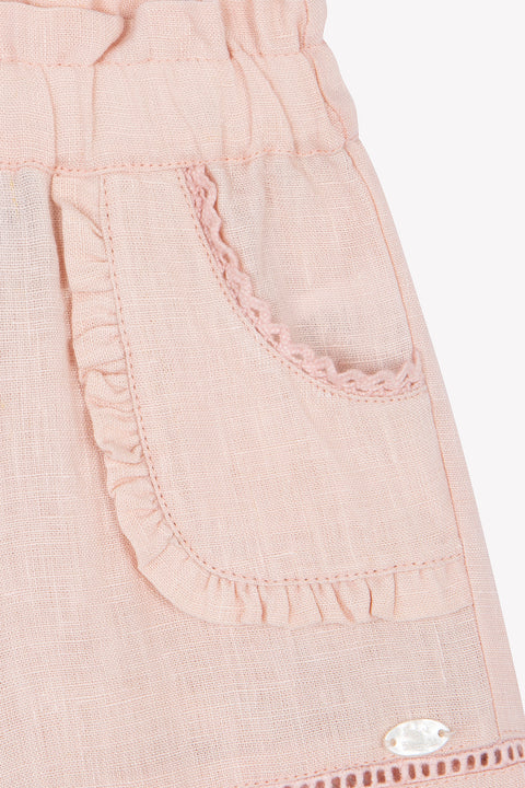 Pantaloncino - Dettagli traforati in lino peonia - Image principale