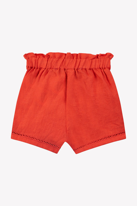 Pantaloncino - Dettagli traforati in lino peonia - Image principale