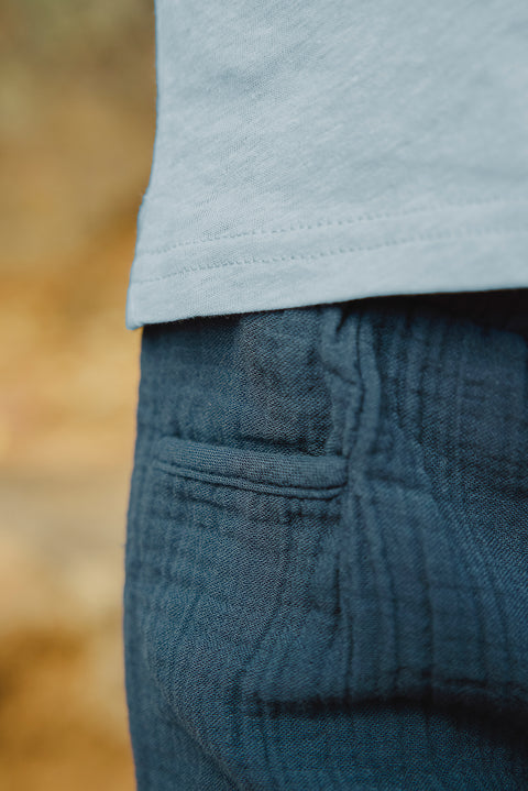 Pantaloncino - Blu navy garza di cotone - Image principale