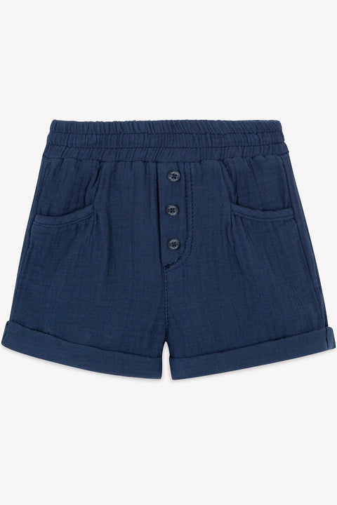 Pantaloncino - Blu navy garza di cotone - Image principale