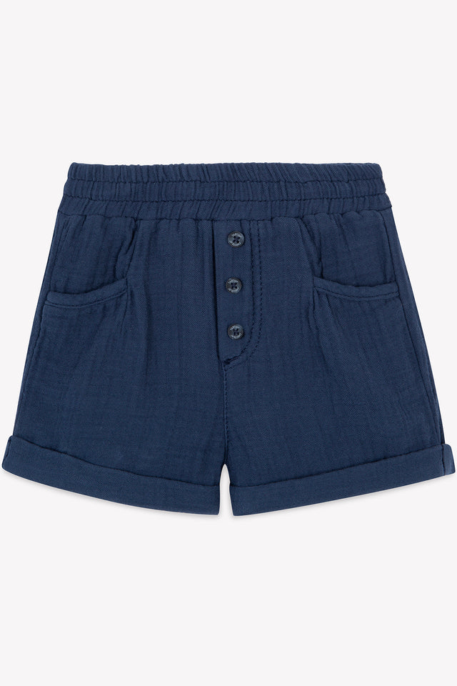 Pantaloncino - Blu navy garza di cotone - Image principale