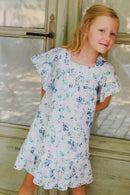 Robe - Aigue marine imprimé fleuri