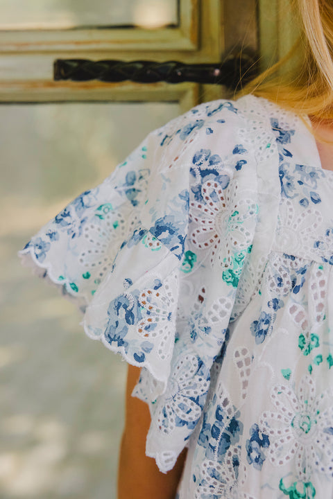 Robe - Aigue marine imprimé fleuri - Image principale