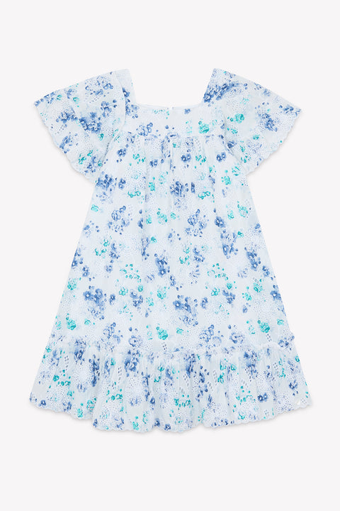 Robe - Aigue marine imprimé fleuri - Image principale