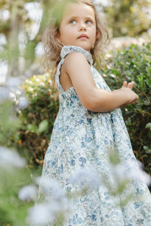 Robe - Bleu tissu liberty - Image principale