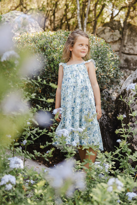 Robe - Bleu tissu liberty - Image principale