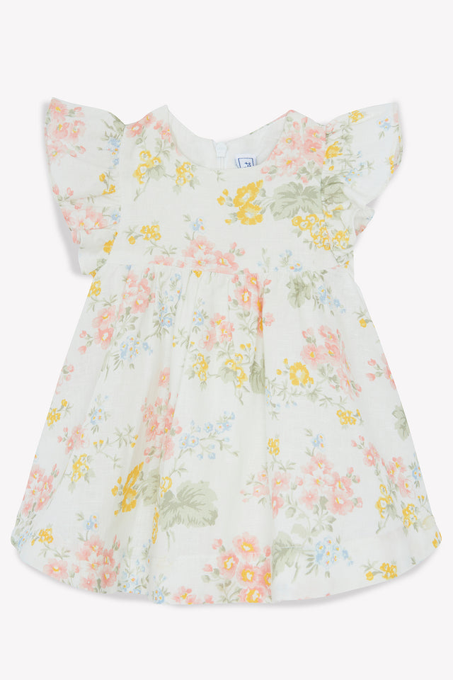 Robe - écru lin imprimé fleuri - Image principale