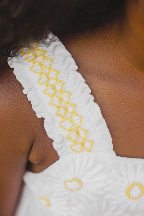 Robe - Blanc broderie fleurie - Image principale