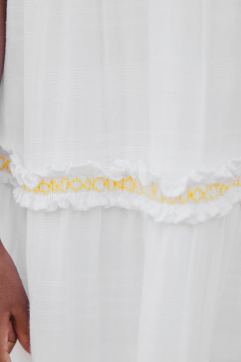 Robe - Blanc broderie fleurie - Image principale