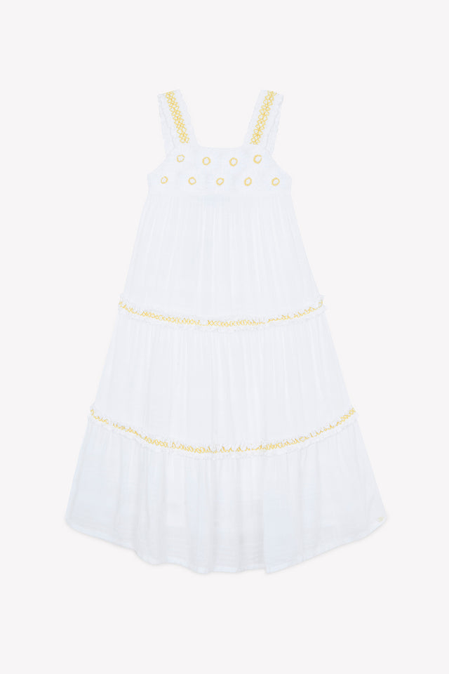 Robe - Blanc broderie fleurie - Image principale