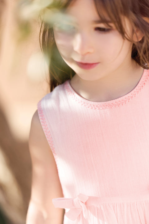 Robe - Rose pâle détails nœuds - Image principale