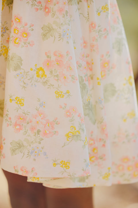 Robe - écru lin imprimé fleuri - Image principale