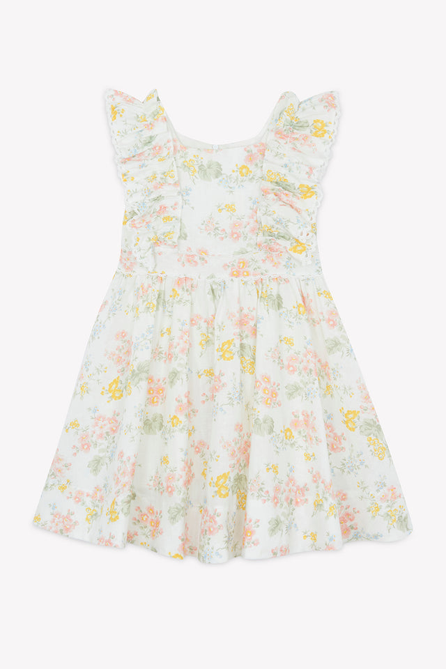 Robe - écru lin imprimé fleuri - Image principale