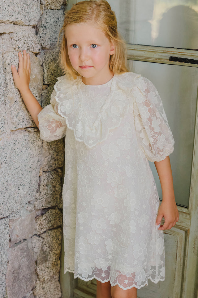 Robe - écru tulle broderie fleurie - Image principale