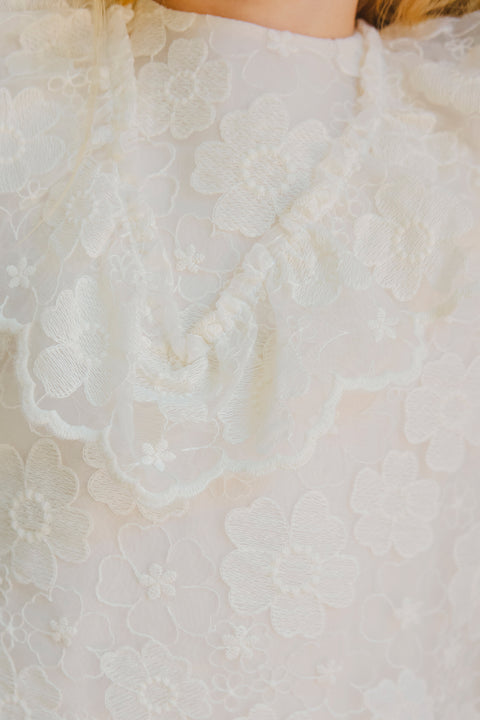 Robe - écru tulle broderie fleurie - Image principale