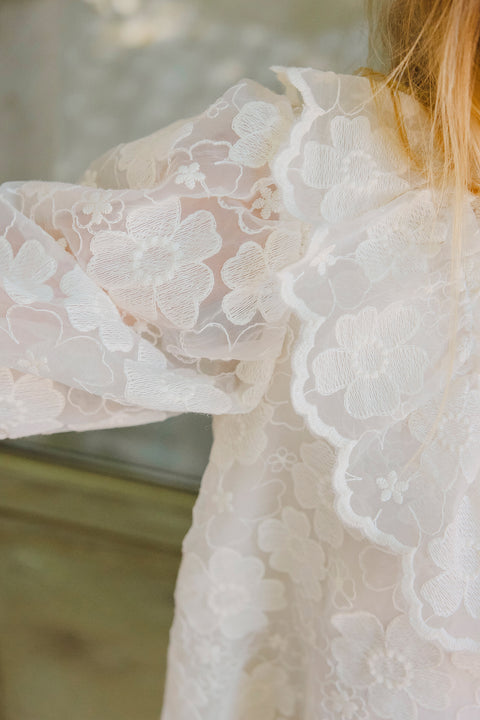 Robe - écru tulle broderie fleurie - Image principale
