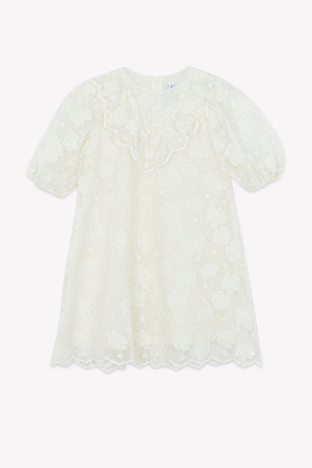 Robe - écru tulle broderie fleurie - Image principale