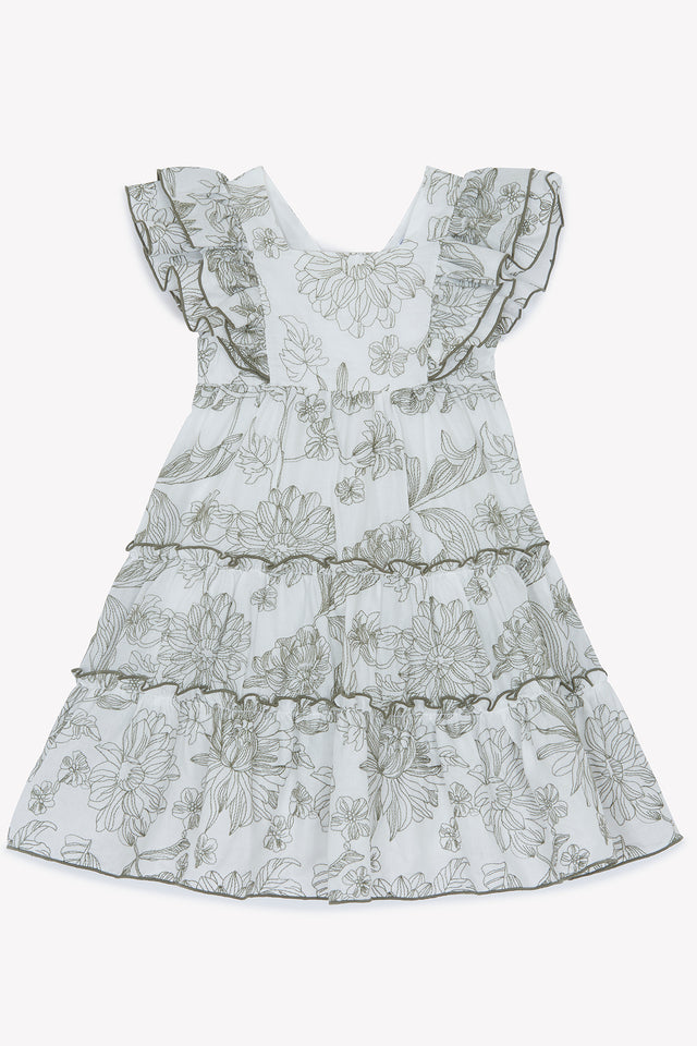 Kleid - Khaki Druckblumig - Image principale