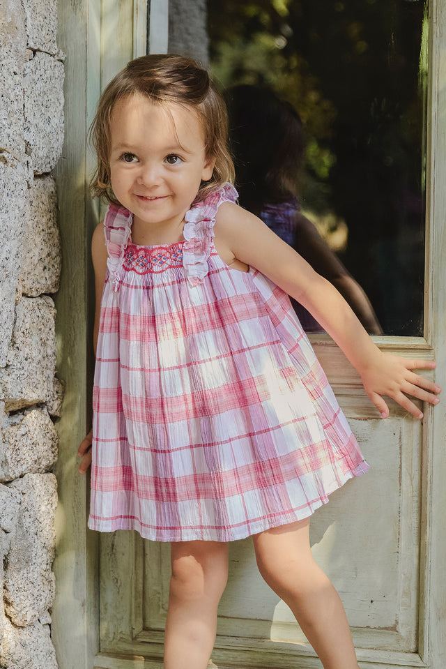 Robe - Corail carreaux smock - Image principale