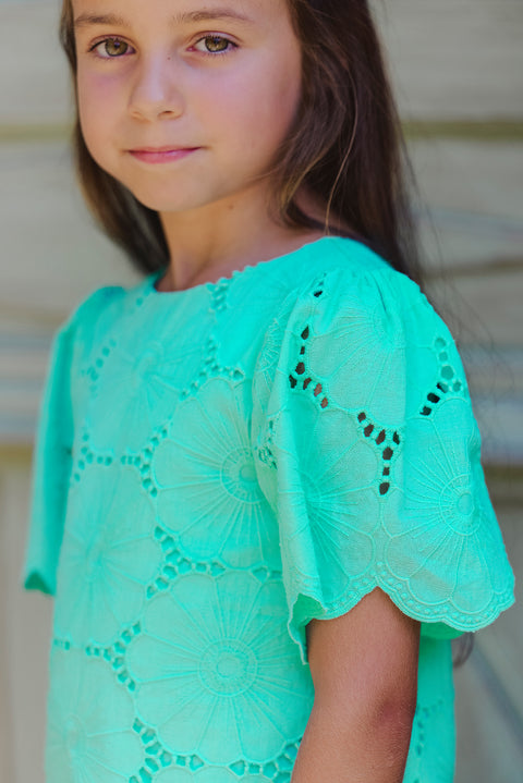 Robe - Aigue marine broderies anglaises - Image principale