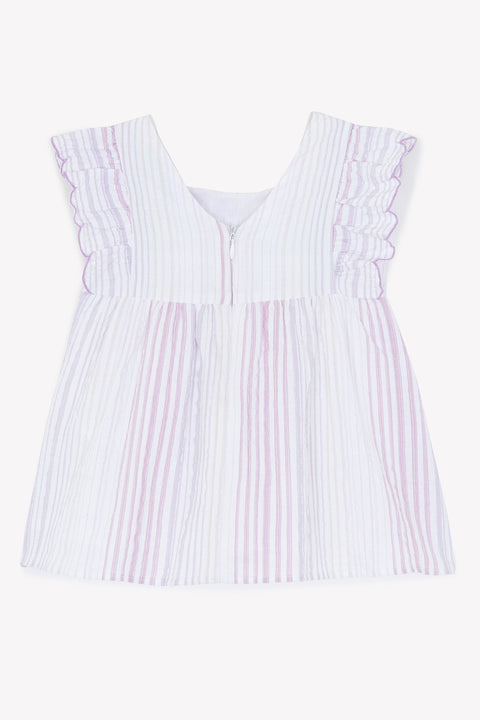 Robe - Lila rayures smock brodé - Image principale