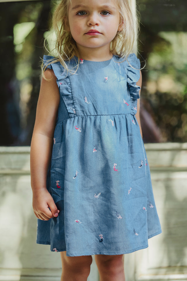 Robe - Indigo broderies sirène - Image principale